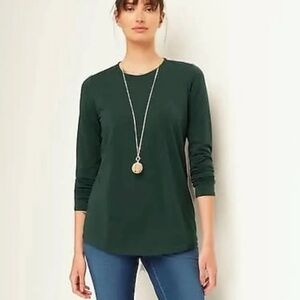J. JILL PERFECT PIMA SHIRTTAIL TUNIC LONG LINE GREEN BOAT NECK LONG SLEEVE